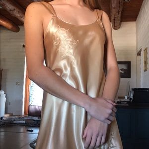 gold silk dress
